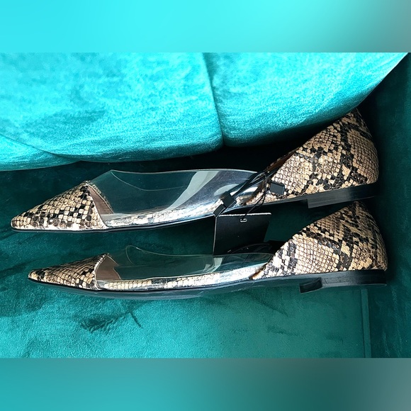 New Zara Snakeskin Clear Flats 9 - Picture 2 of 3